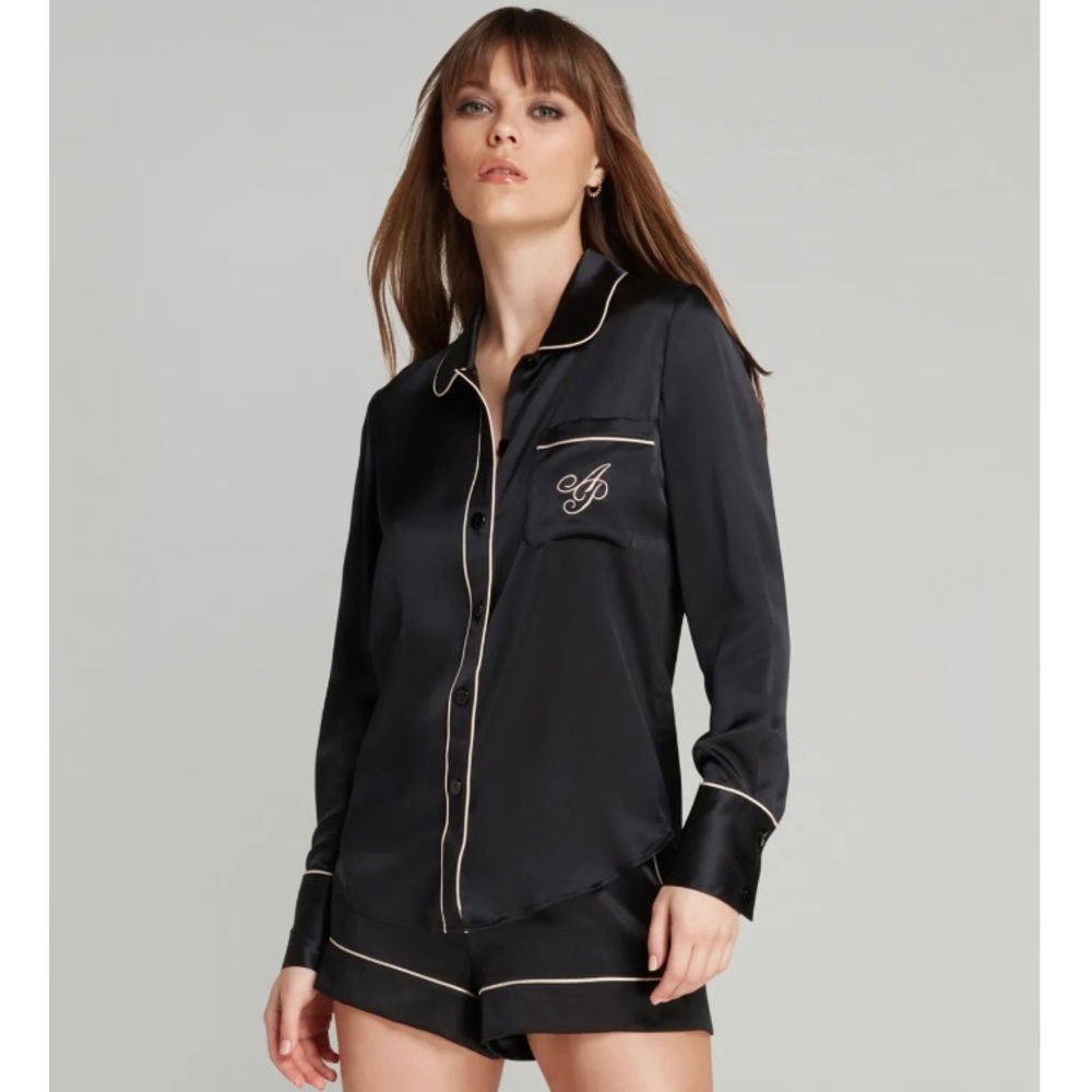 NWT $415 Agent Provocateur classic black jams shirt- Size 1